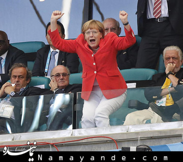 صدر اعظم آلمان غش کرد   شادمانی مرکل از گل آلمان/عکس