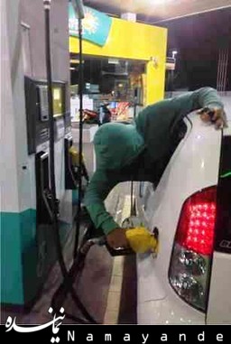  بنزین زدن یک تنبل/عکس