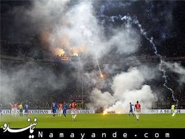 تصاویر آتش بازی در بازی جنجالی دیشب بازی ایتالیا- کرواسی