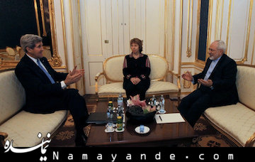 پنجمین نشست سه جانبه ظریف، کری و اشتون برگزار شد کری، ظریف و اشتون