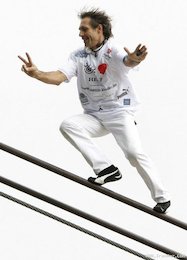 دلهره آورترین رکورد گینس+تصاویر بندبازی