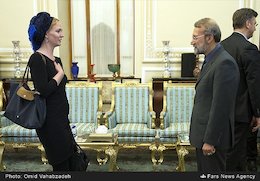 انتقاد نماینده مجلس از حجاب میهمان لاریجانی/ عکس دیدار لاریجانی با پارلمان اروپا