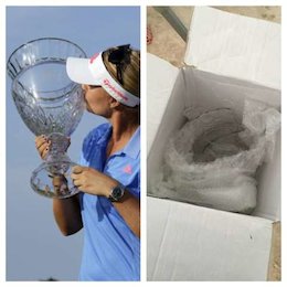 اتفاق عجیب برای ورزشکار زن+عکس جام شکسته یک ورزشکار