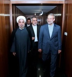 روحانی: در مرحله حساس مذاکرات هستیم/ لاریجانی:برخی کشورهای منطقه دچار خودبزرگبینی شدهاند روحانی.لاریجانی//