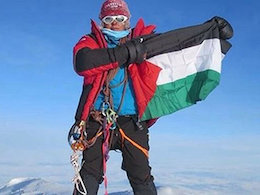 پرچم فلسطین بر فراز قله آمریکا43