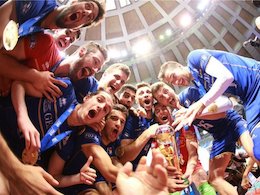 جشن قهرمانی فرانسه در لیگ جهانی والیبال