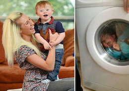جنجال عکس پسر بچه ۲ ساله! پسربچه در ماشین لباسشویی