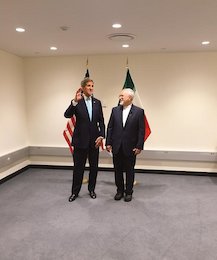 اولین دیدار ظریف و کری پس از برجام در نیویورک +عکس  کری و ظریف