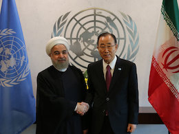 جامعه جهانی، قدرتها و کشورهای منطقه به وظایف خود برای تحکیم امنیت عمل کنند/ دخالت ها در یمن و سوریه باید پایان یابد روحانی-بان کی مون