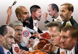 شام آخر غولهای بزرگ فوتبال/کاریکاتور شام آخر غولهای بزرگ فوتبال