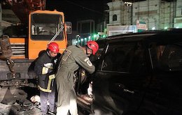 صحنه تصادف خودروی باران کوثری+تصاویر تصادف خودروی باران کوثری