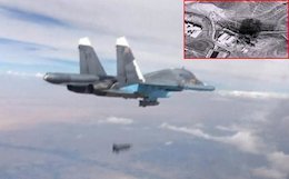 لحظه بمباران پایتخت داعش از سوی روسیه/عکس حمله روسیه به داعش