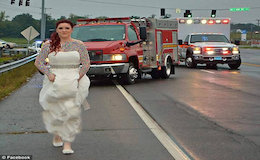 امدادگری با لباس عروس+تصاویر  عروس امدادگر