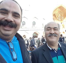 دو بازیگر طنز در حرم رضوی/عکس علی کاظمی و ساعد هدایتی