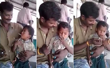 سرگرمی نفرتانگیز یک پدر هندی/تصاویر  سیگار کشیدن