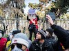 تجمع آتش نشان ها مقابل شهرداری تهران