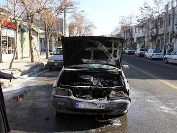 پراید منفجر شد/تصاویر  انفجار پراید