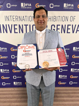 کسب مدال نقره و جایزه ویژه رشته برق در مسابقات بین المللی ژنو توسط مهندس کریم حداد