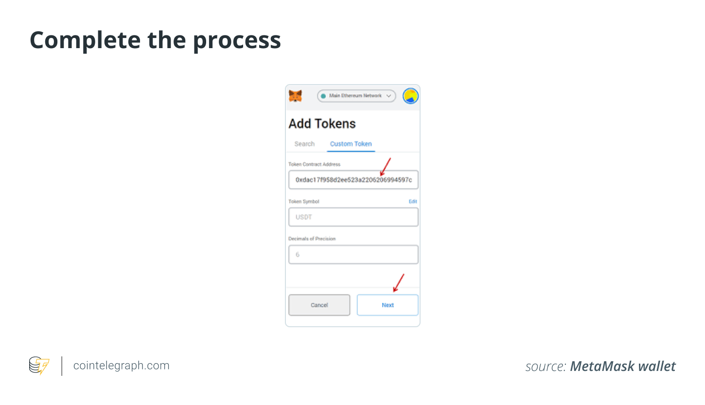 چگونه تتر USDT را به کیف پول متامسک اضافه کنیم؟