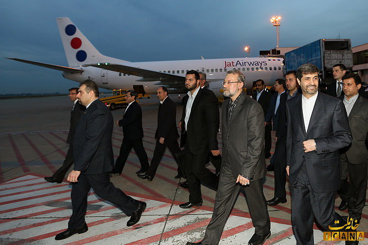 بدرقه لاریجانی در پایان سفر بلگراد