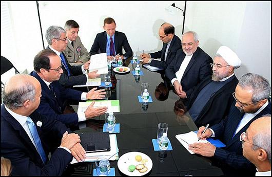 دیدار روحانی با رئیس جمهور فرانسه