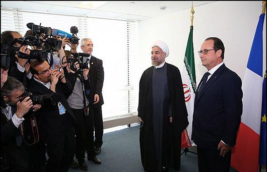 دیدار روحانی با رئیس جمهور فرانسه