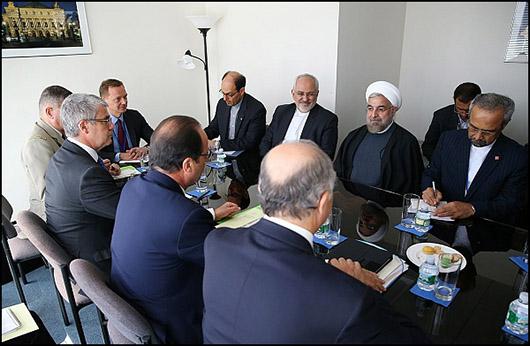 دیدار روحانی با رئیس جمهور فرانسه