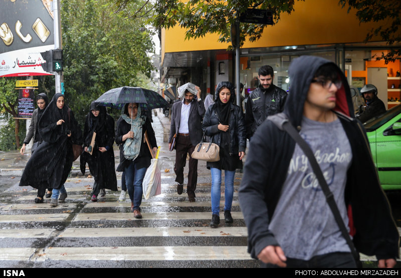 بارش باران پاییزی در تهران