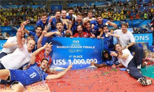 جشن قهرمانی فرانسه در لیگ جهانی والیبال